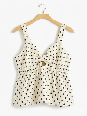 Monteau Cream Tank Top with Black Polka Dots